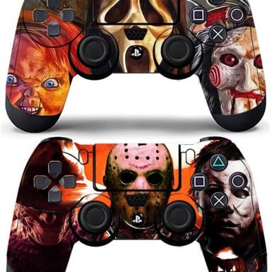 2 Pack Controller Skin Controller Cover Stickers Wrap Vinyl Sticker Compatible with PS4 Controller Horror Characters