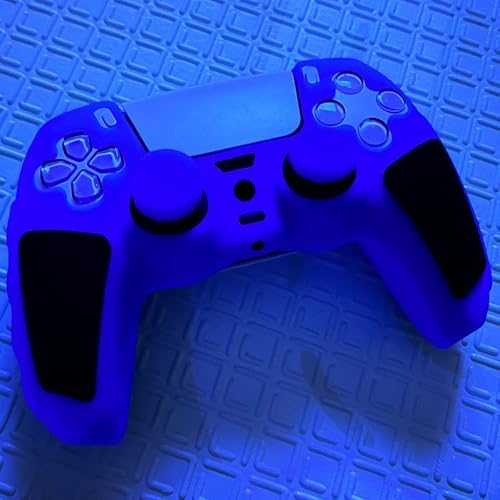Glow in The Dark PS5 Controller Skin,Blue Anti Slip Soft Thicked Studded Silicone Cover Skins Compatible with PS5 Controller,Include 8 PCS Blue Thumb Grips Glow and 2 Cat Paw Grips Accessories. - Image 5