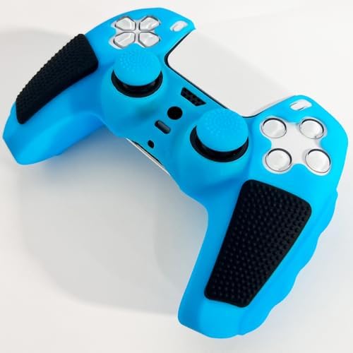 Glow in The Dark PS5 Controller Skin,Blue Anti Slip Soft Thicked Studded Silicone Cover Skins Compatible with PS5 Controller,Include 8 PCS Blue Thumb Grips Glow and 2 Cat Paw Grips Accessories. - Image 6